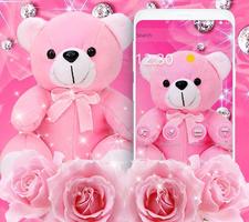 Pink Diamond Teddy Bear Theme Affiche