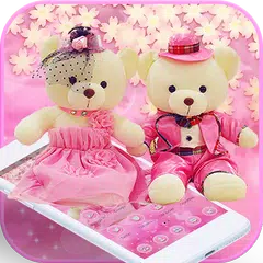 Cute Pink Teddy Bear Blooms Theme APK download