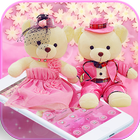 Cute Pink Teddy Bear Blooms Theme ikona