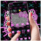 Pink Glitter Kitty Bowknot Theme icône