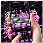 Pink Glitter Kitty Bowknot Theme icono