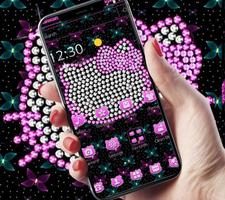 Pink Glitter Kitty Bowknot Theme скриншот 2