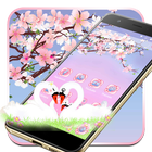 Beautiful Swan Love 2D Theme icône