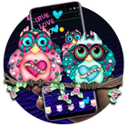 ikon Cartoon Colorful Love Owl Theme