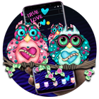 Cartoon Colorful Love Owl Theme أيقونة