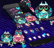 Cartoon Colorful Love Owl Theme постер