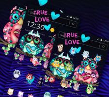 Cartoon Colorful Love Owl Theme скриншот 2