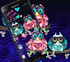 Cartoon Colorful Love Owl Theme syot layar 3