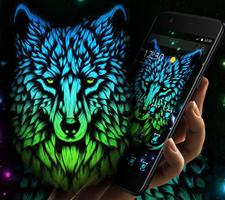 Blue Dark Wild Wolf Theme पोस्टर