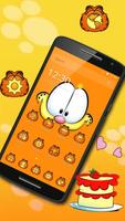 Orange Cartoon Cute Lazy Cat Theme 海报