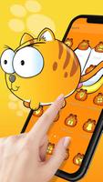 Orange Cartoon Cute Lazy Cat Theme স্ক্রিনশট 2