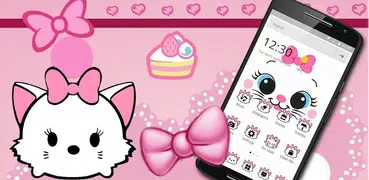 Cute White Marry Kitty Theme Pink Bowknot