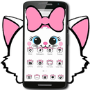 Cute White Marry Kitty Theme Pink Bowknot APK