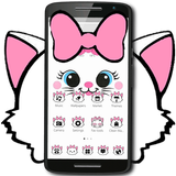 Cute White Marry Kitty Theme Pink Bowknot ไอคอน