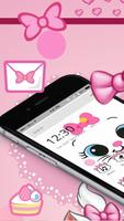 Cute White Marry Kitty Theme Pink Bowknot পোস্টার