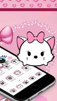 Cute White Marry Kitty Theme Pink Bowknot ảnh chụp màn hình 1
