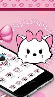 Cute White Marry Kitty Theme Pink Bowknot স্ক্রিনশট 1