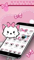 Cute White Marry Kitty Theme Pink Bowknot capture d'écran 3