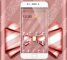 Rose Gold Shiny Bowknot Theme الملصق
