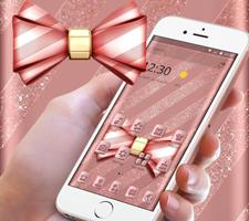 Rose Gold Shiny Bowknot Theme تصوير الشاشة 1