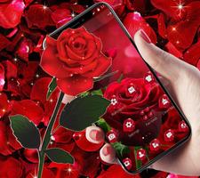 Blooming Red Rose Love Theme Affiche