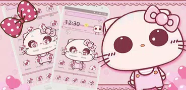 Pink Cute Kitty Bowknot Theme