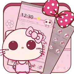Pink Cute Kitty Bowknot Theme アプリダウンロード