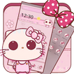 Pink Cute Kitty Bowknot Theme