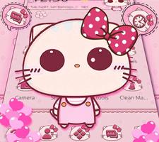 Pink Cute Kitty Bowknot Theme الملصق