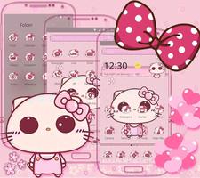 Pink Cute Kitty Bowknot Theme تصوير الشاشة 2