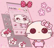 Pink Cute Kitty Bowknot Theme تصوير الشاشة 3