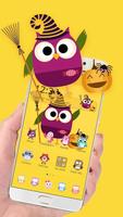 Cute Purple Owl Yellow Wallpaper Theme 截图 3