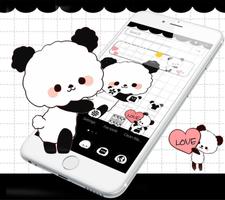 Cute Cartoon Love Panda Theme Plakat