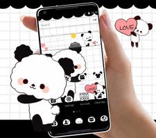 Cute Cartoon Love Panda Theme تصوير الشاشة 3