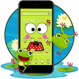 Big Eyes Green Cartoon Frog Theme أيقونة