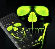 Poster Green Fluorescent Neon Skull Theme