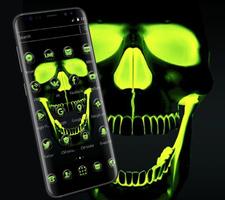 برنامه‌نما Green Fluorescent Neon Skull Theme عکس از صفحه