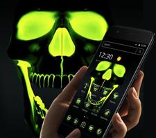 برنامه‌نما Green Fluorescent Neon Skull Theme عکس از صفحه