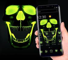 برنامه‌نما Green Fluorescent Neon Skull Theme عکس از صفحه