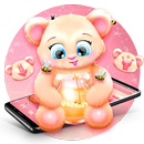 Pink Cartoon Teddy Bear Theme APK