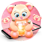 Pink Cartoon Teddy Bear Theme icône