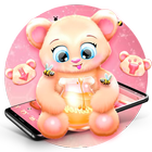 Pink Cartoon Teddy Bear Theme ikon