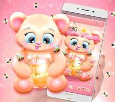 Pink Cartoon Teddy Bear Theme syot layar 3