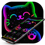 Colorful Neon Black Cat Theme icône