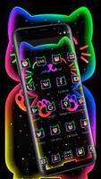 Colorful Neon Black Cat Theme capture d'écran 1