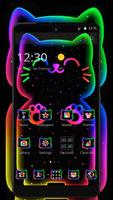 Colorful Neon Black Cat Theme اسکرین شاٹ 2