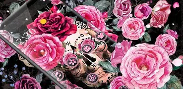 Pink Rose Skeleton Romantic Theme