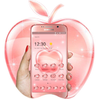 Pink Sparkling Crystal Apple Theme أيقونة