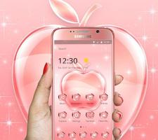 Pink Sparkling Crystal Apple Theme الملصق