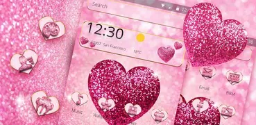 Pink Glitter Love Heart Theme